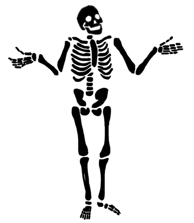 An illustration of a skeleton with its arms outstretched.
